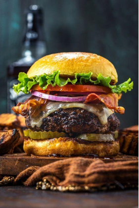 Product photography and appetizing burgers